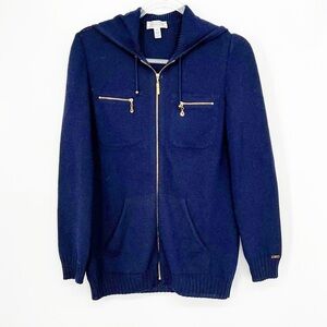 St. John Navy Zip Front Cardigan Sweater, Size 0 (XS/S)